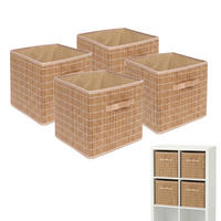 SADA košov - svetlohnedá, drevo/textil (28/28/28cm) - Relaxdays