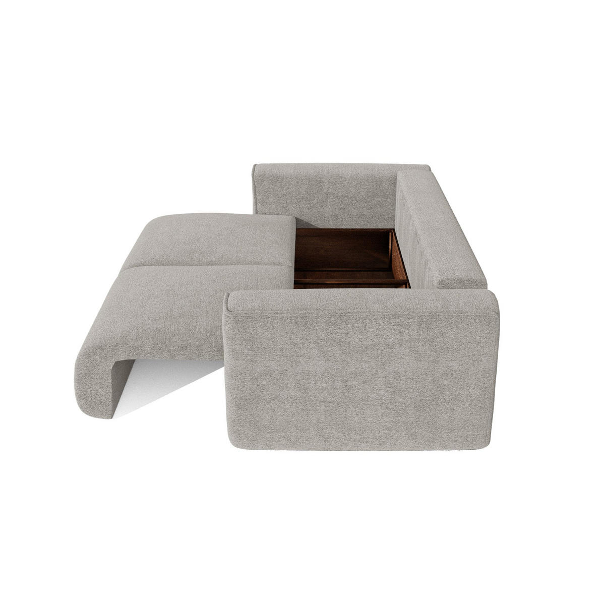 SCHLAFSOFA mit Stauraum COMO Bouclé-Stoff Hellgrau 254cm - Hellgrau/Grau, Textil (254/78/95cm) - Premium Interiors
