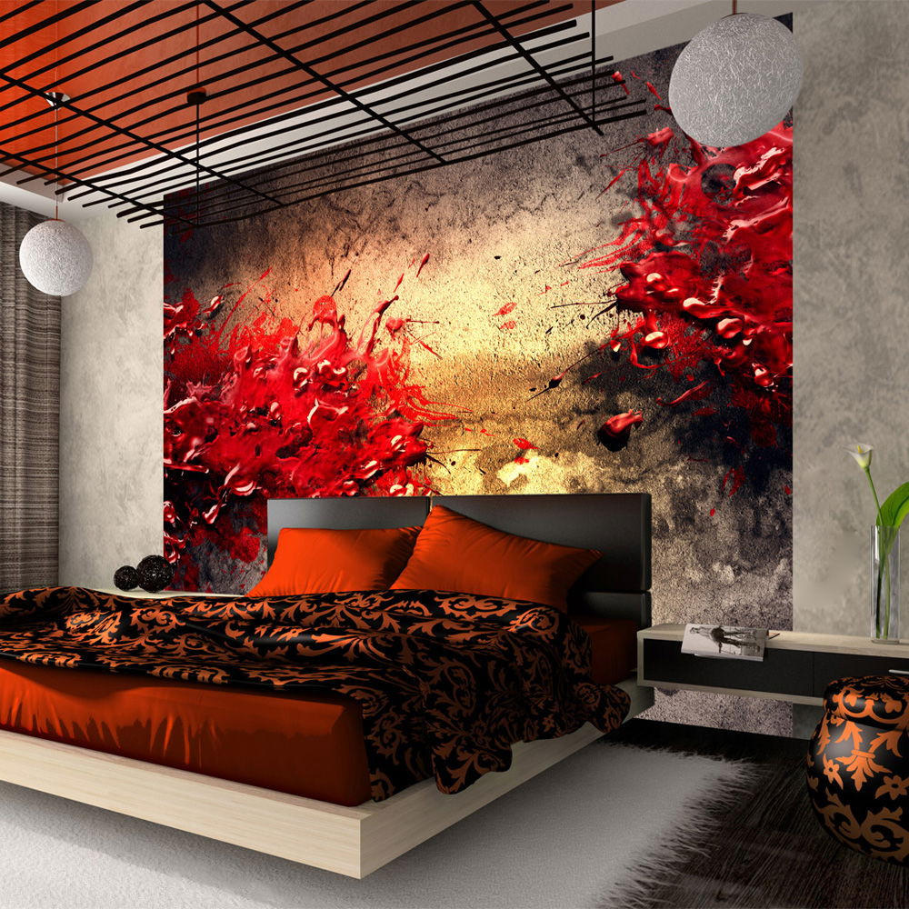 VLIESTAPETE Grau 200/154 cm - Rot/Grau, Textil (200/1cm) - KUNSTLOFT