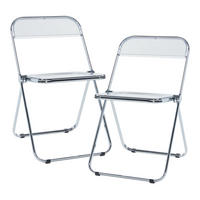 KLAPPSTUHL-SET Pornainen 2 TLG. - Transparent, Metall (46/74/47cm) - [en.casa]