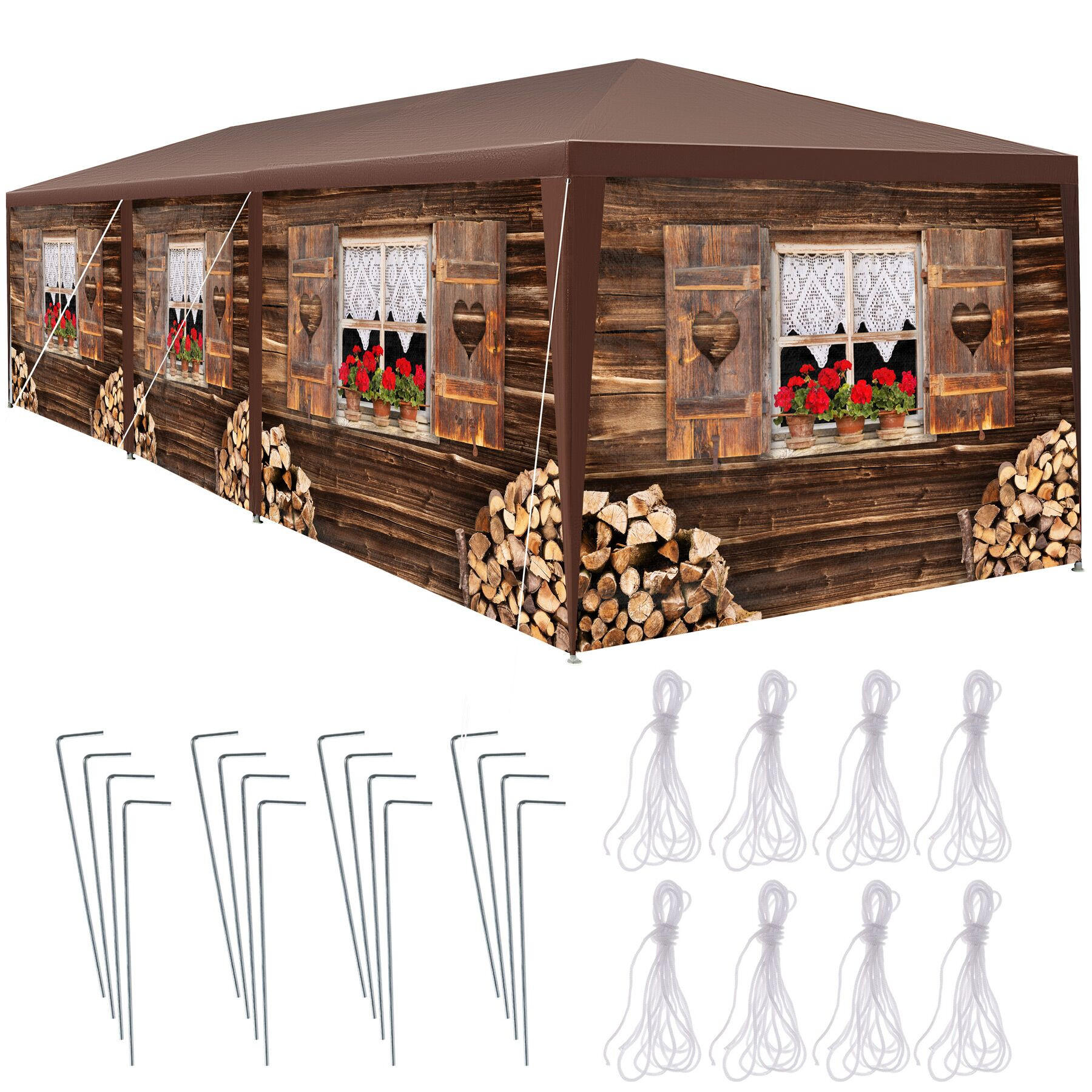 PAVILLON Almchalet,wasserdicht,braun - Braun, Kunststoff (300/250/900cm) - tectake