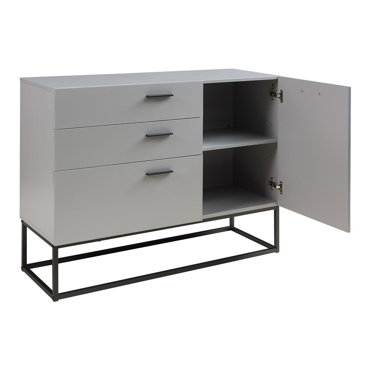 SIDEBOARD Lavangen - Hellgrau/Schwarz, Holzwerkstoff/Metall (100/75/35cm) - [en.casa]