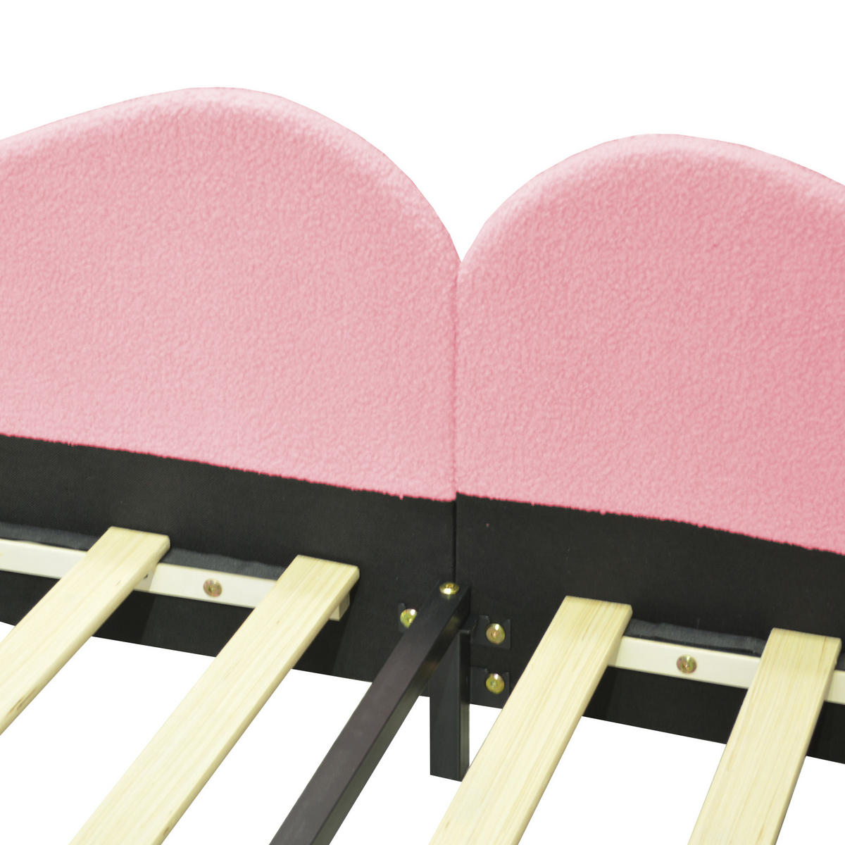 KINDEREINZELBETTEN aus Teddystoff 90x200 cm in Rosa mit Rückenlehne - Rosa, Textil (90/200cm) - Modfu