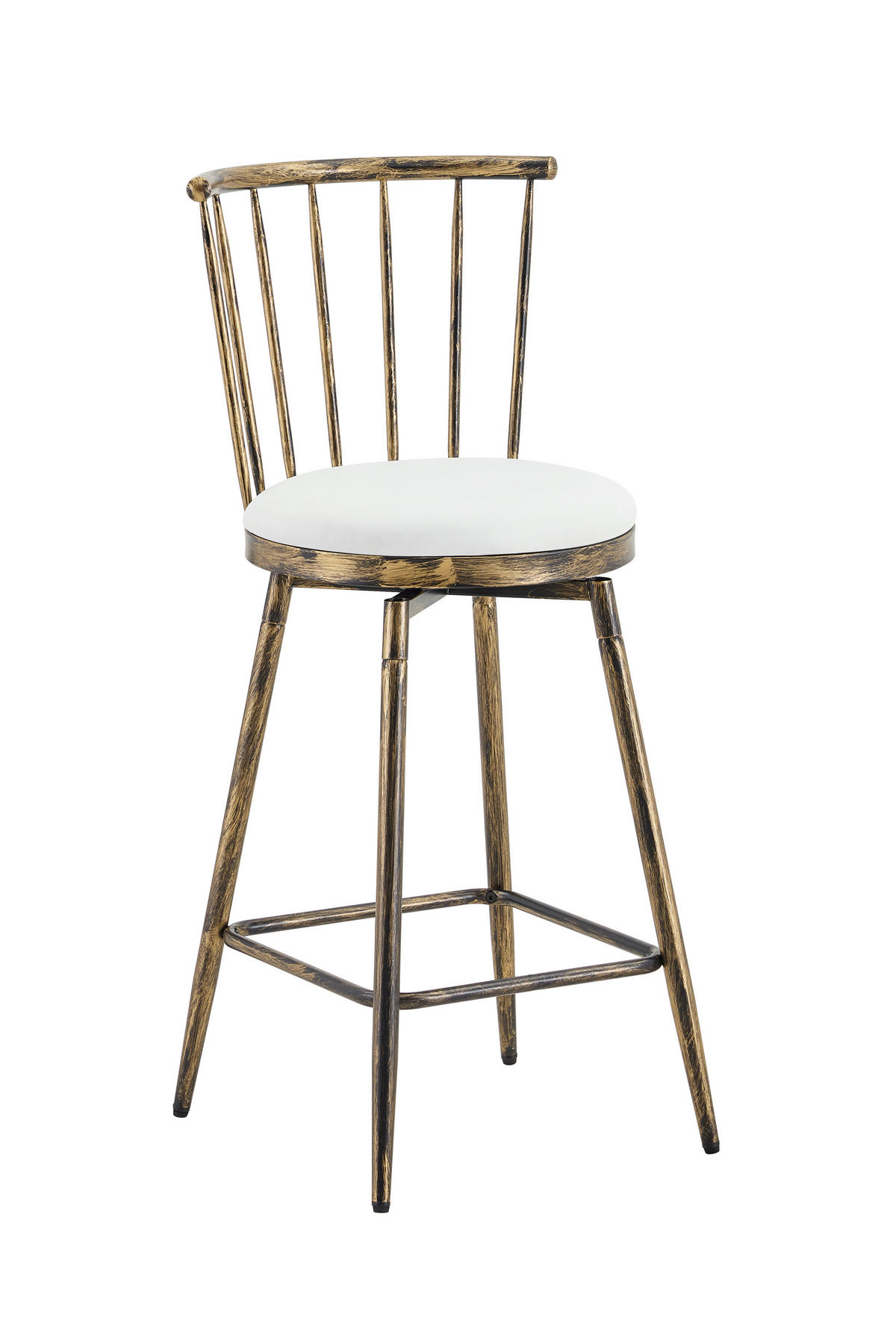 BARHOCKER Braun-Weiß 2er-Set im Windsor-Stil mit Metallgestell und gepolstertem Sitz - Braun, Leder (39/96/39cm) - PANGIVO