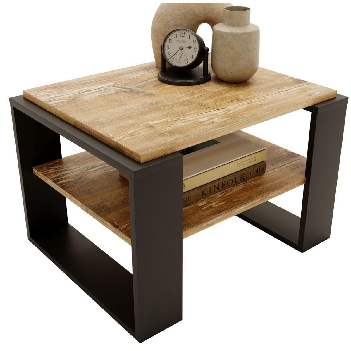 COUCHTISCH Kaja63 63/42/53,8 - Kiefer Milford/Schwarz, Holzwerkstoff (54/63/42cm) - RAUMHIRSCH FURNITURE