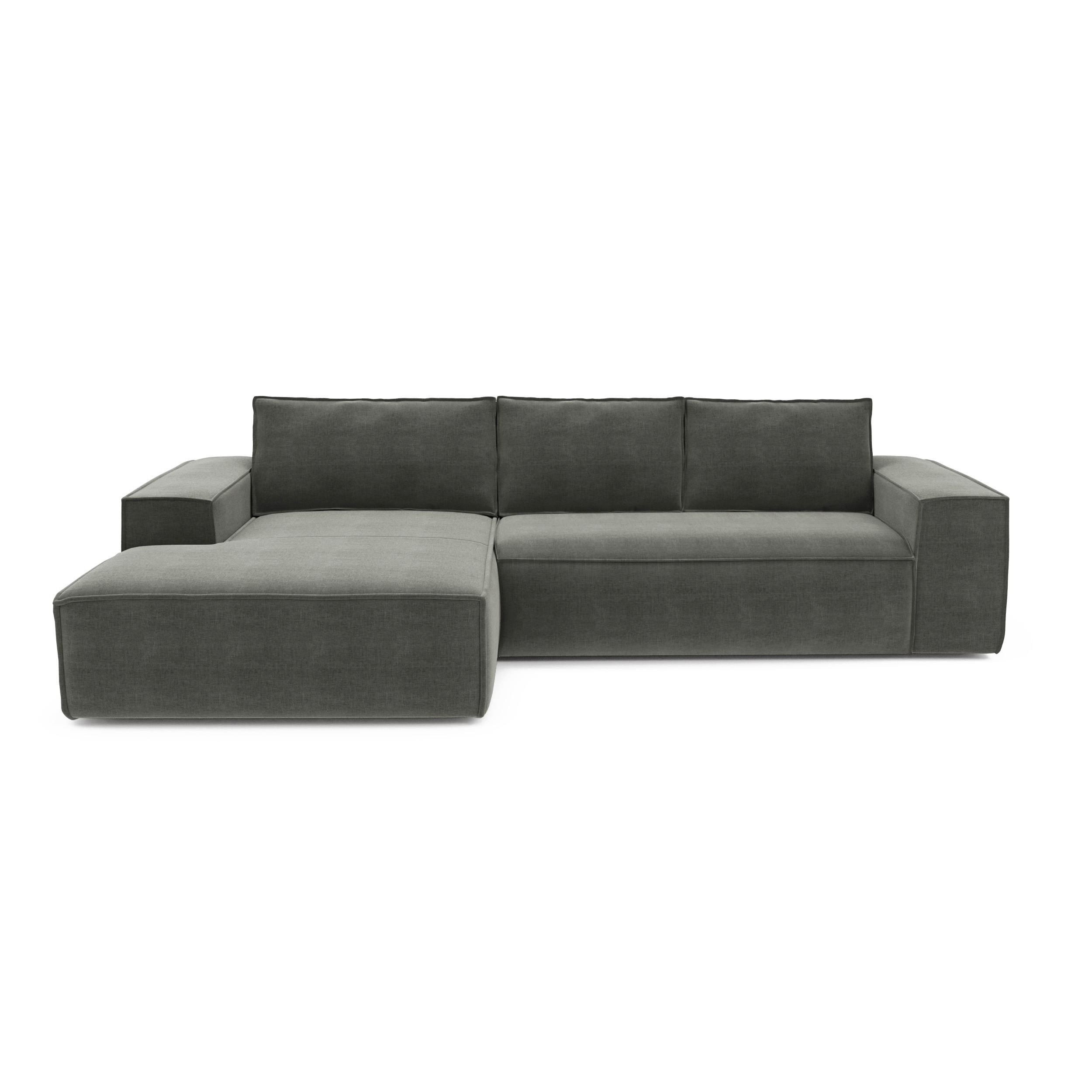 ECKSOFA LINKS Samt Grau 302cm - Grau, Textil (165/302cm) - Sia Home