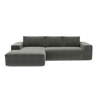 ECKSOFA LINKS Samt Grau 302cm - Grau, Textil (165/302cm) - Sia Home