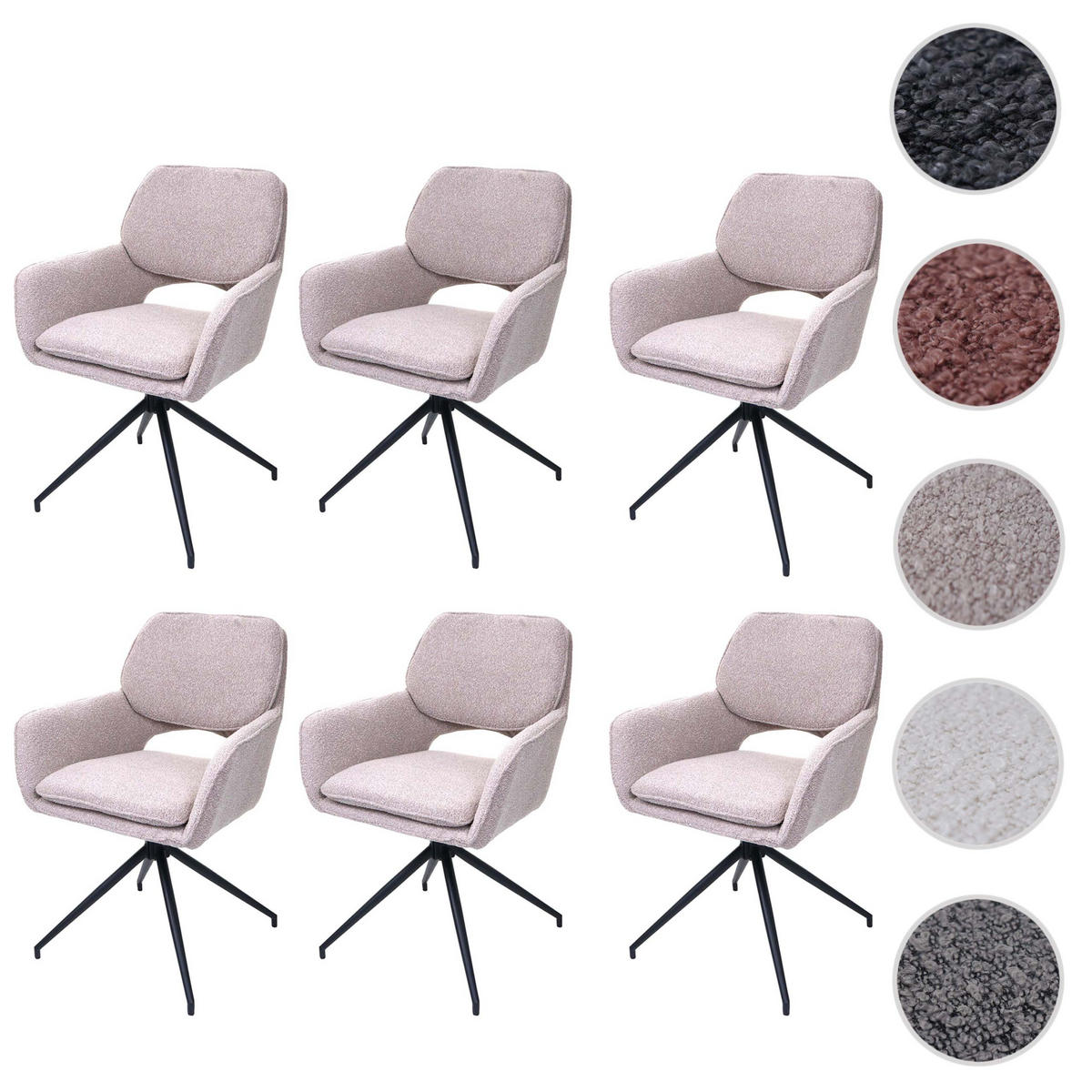 ESSZIMMERSTUHL Beige 6er-Set - Beige, Textil (57/86/61cm) - MCW