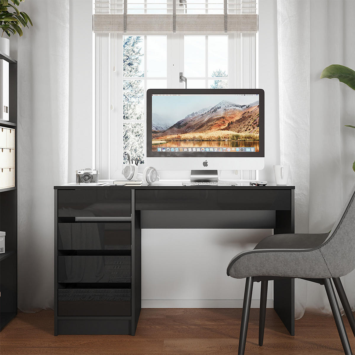 Schwarz Hochglanz, Holzwerkstoff (120/55/75cm) - Vicco