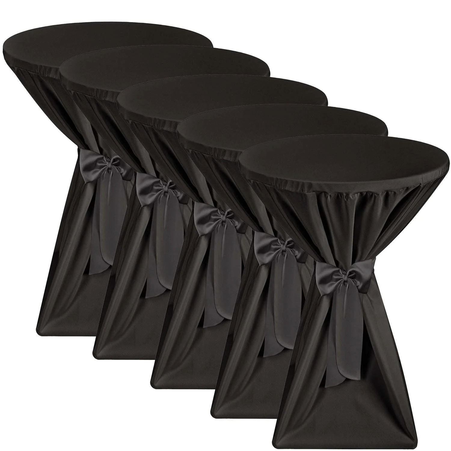 STEHTISCHHUSSE Premium Ø 60cm Schwarz (5tlg) - Schwarz, Kunststoff/Textil (60/145cm) - Beautissu 