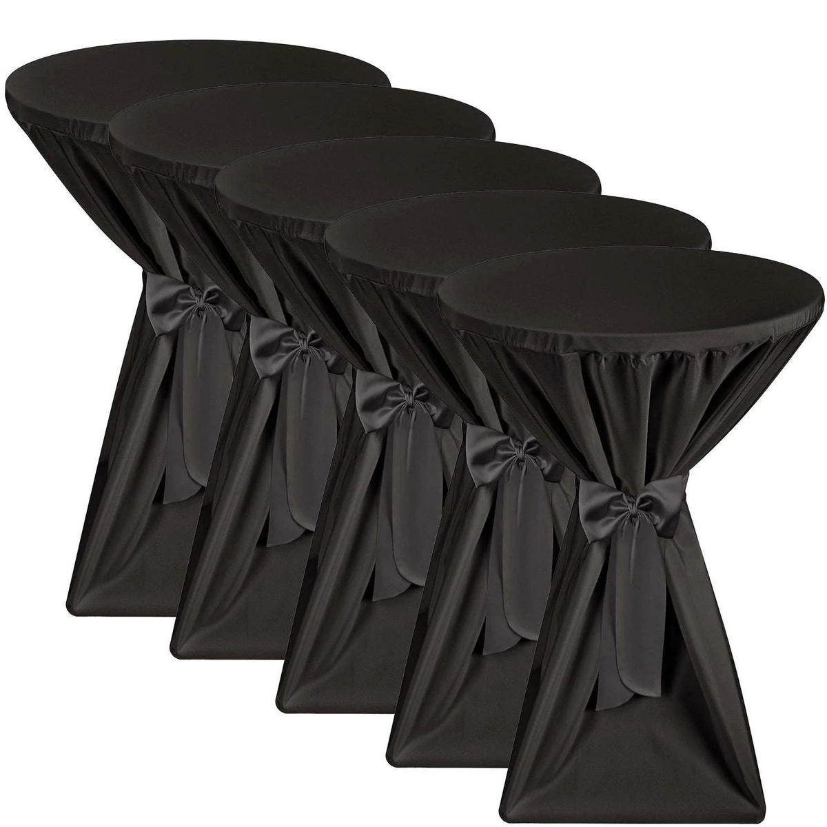 STEHTISCHHUSSE Premium Ø 60cm Schwarz (5tlg) - Schwarz, Kunststoff/Textil (60/145cm) - Beautissu 