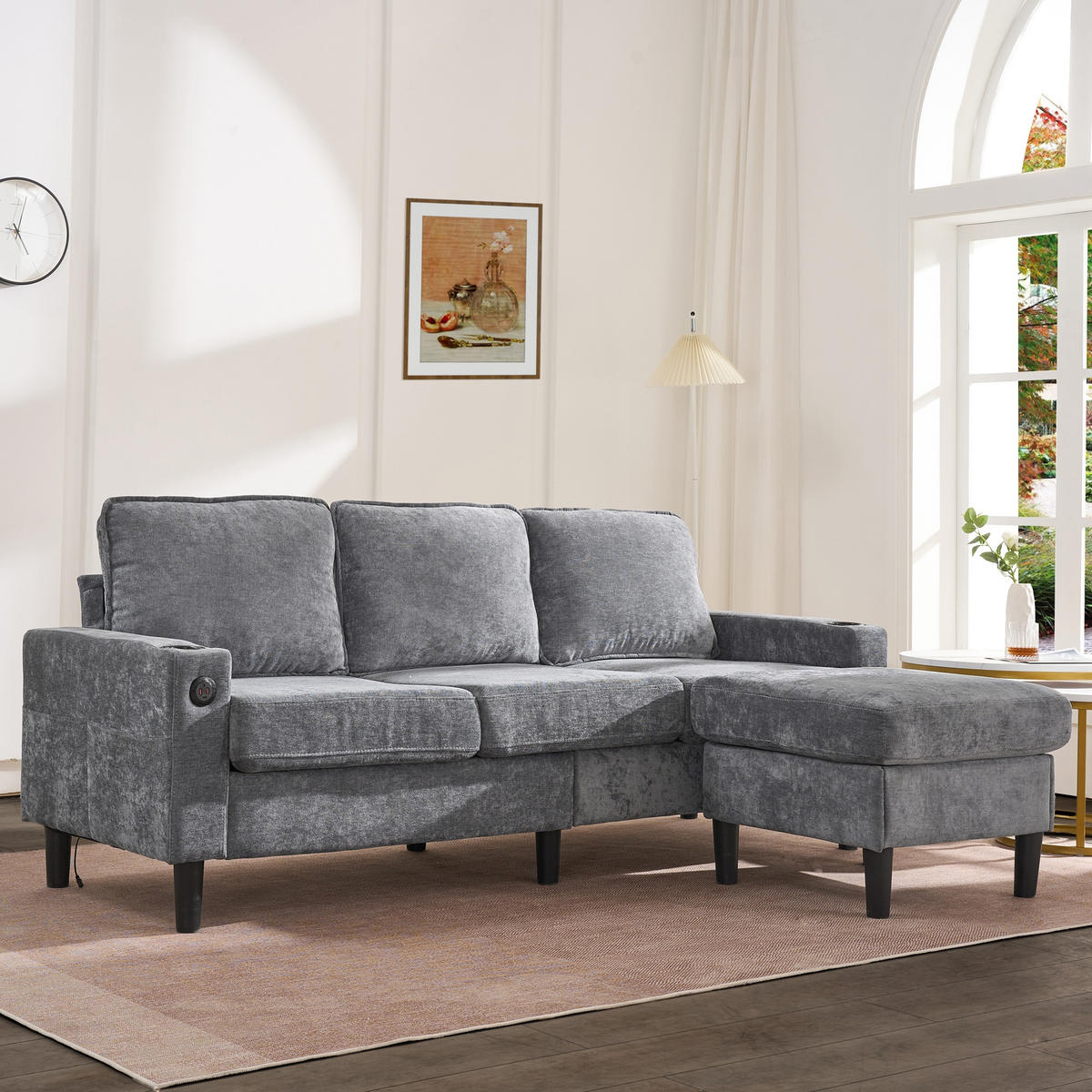 4-SITZER-SOFA Grau 202/137/80 cm - Grau, Textil (137/80/202cm) - Urban Meuble