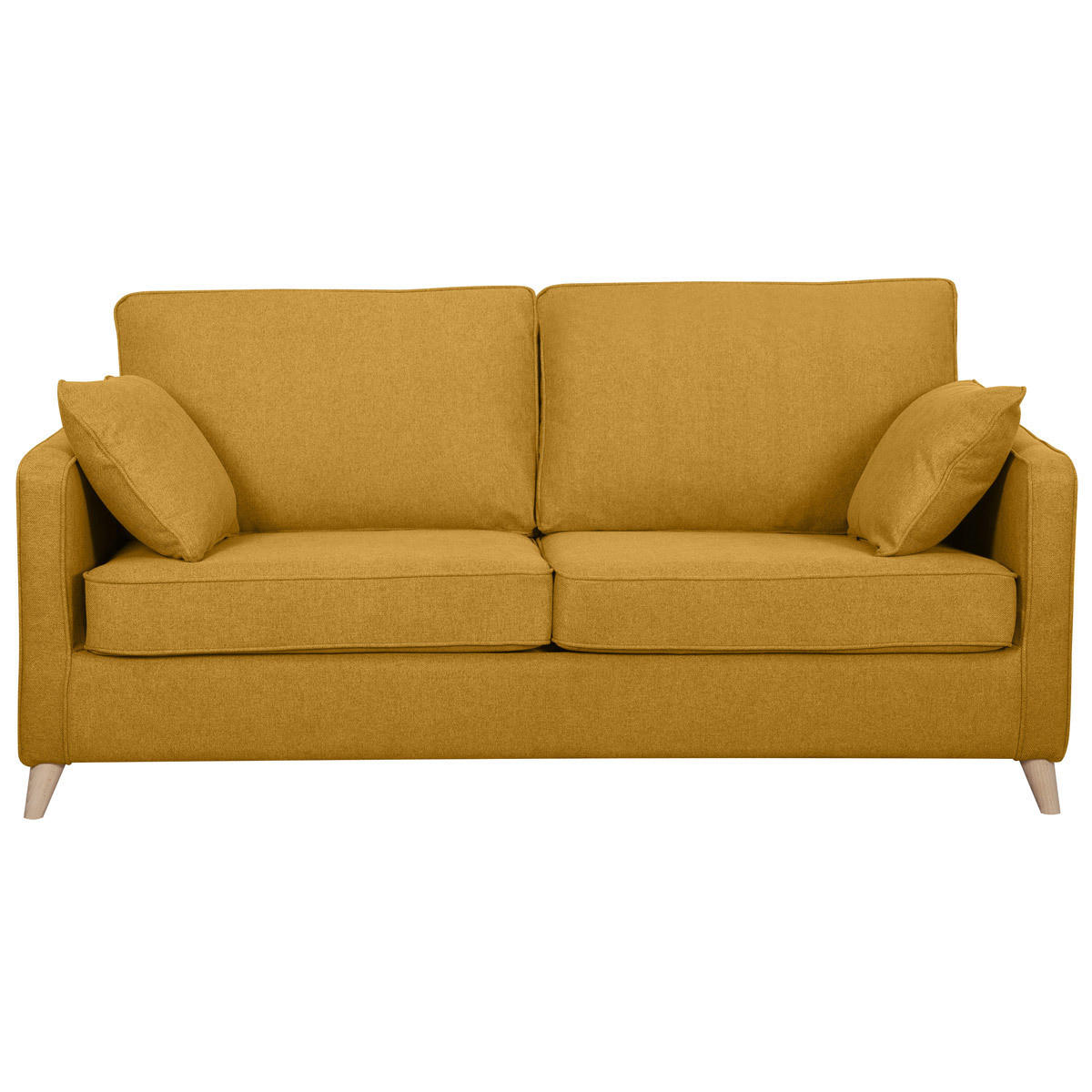 SCHLAFCOUCH Skandinavisch 3-Sitzer Kumingelb Matratze 10cm PAPEL - Gelb, Textil (102/77/180cm) - Miliboo