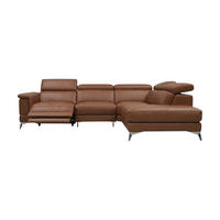 ECKSOFA Planet Echtleder mit 1 x Relaxfunktion Cognacbraun - Cognac, Leder/Metall (256/232cm)