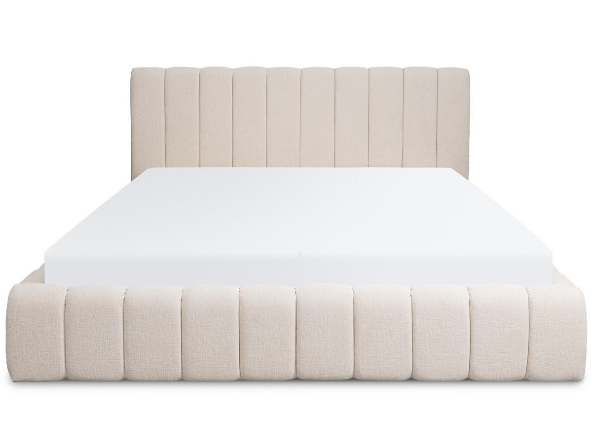 POLSTERBETT Corto Beige 180/200 cm Struktur Stoff mit Bettkasten und Matratze - Beige, Textil/Metall (180/200cm) - wonello