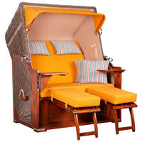 STRANDKORB Seeblick 2 Sitzer Mahagoni - Gelb/Braun, Metall (125/170/80cm) - Mr. Deko