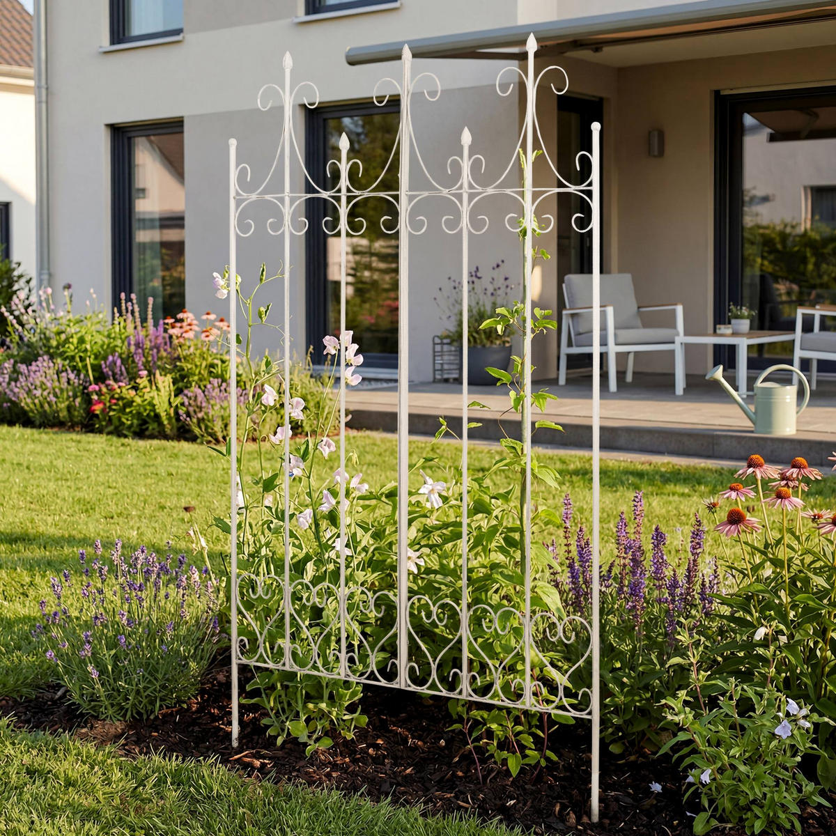 RANKGITTER Kalle 100x2x150cm Metall Antik-Creme Rankhilfe - Creme, Metall (100/150/2cm) - DELUKE