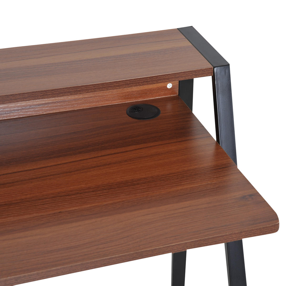 SEKRETÄR SCHREIBTISCH Schwarz und Walnussfarben mit Ablage 84/45/85 cm - Braun, Holzwerkstoff (45/84/85cm) - PANGIVO