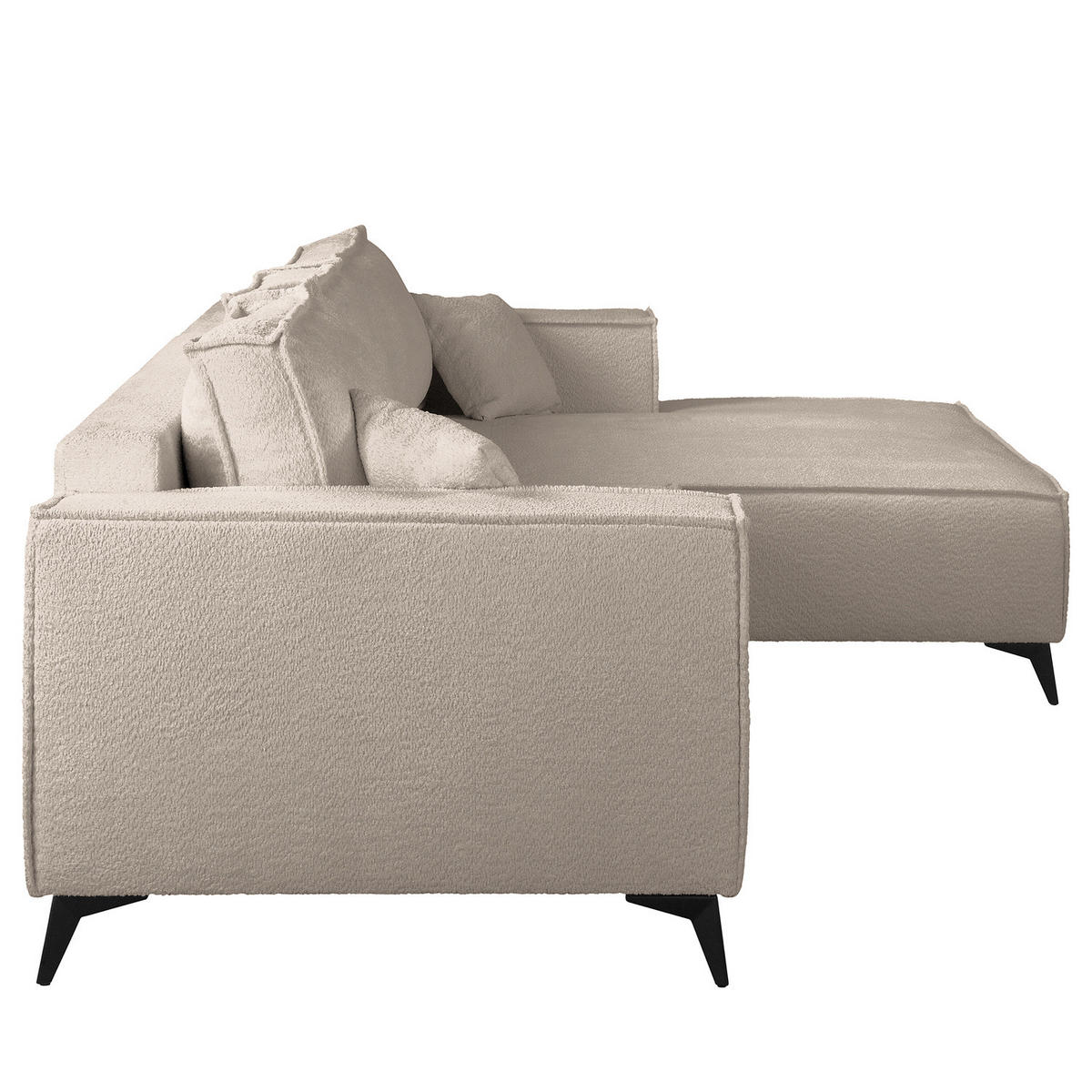 ECKSOFA mit Schlaffunktion - Taupe/Schwarz, Textil (294/185cm) - home24