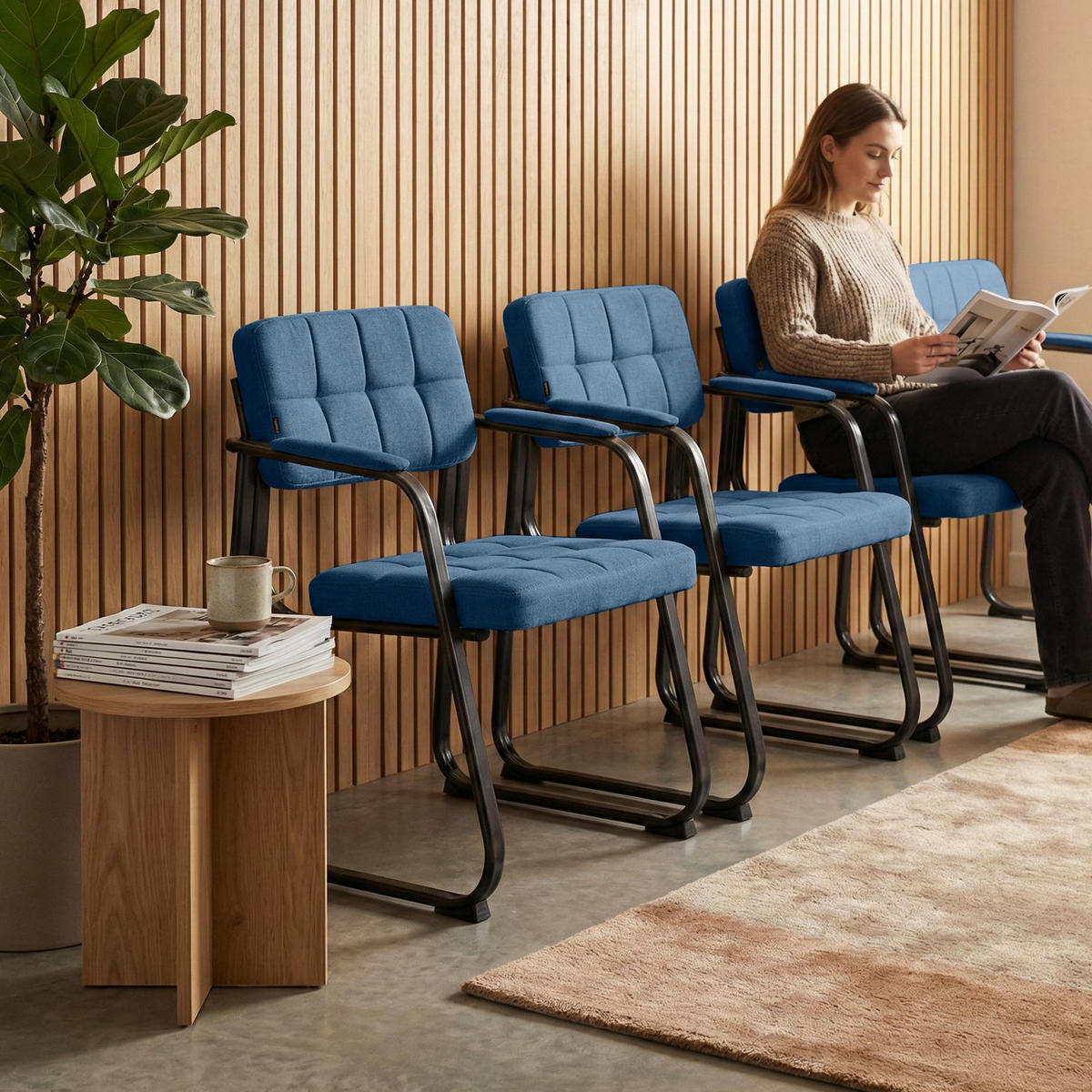 ARMLEHNENSTUHL Stoff Blau - Blau, Textil/Metall (59/84/58cm) - CLP