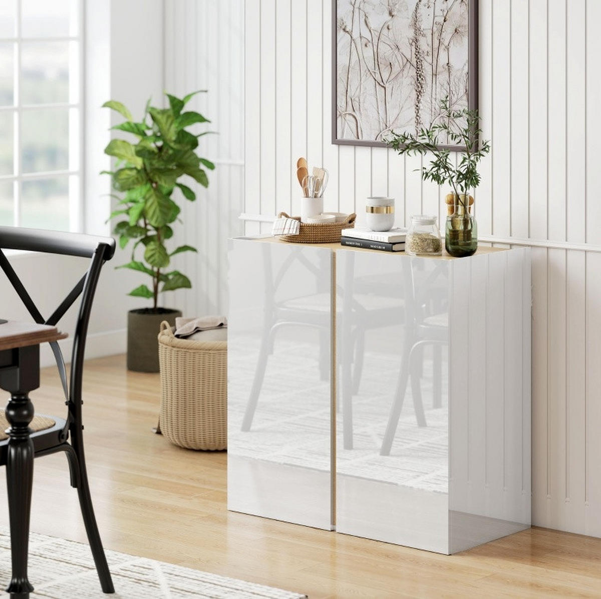 SIDEBOARD 80/40/80 cm Weiß aus Holz mit Soft-Close-Türen - Weiß, Holz (80/80/40cm) - OKWISH