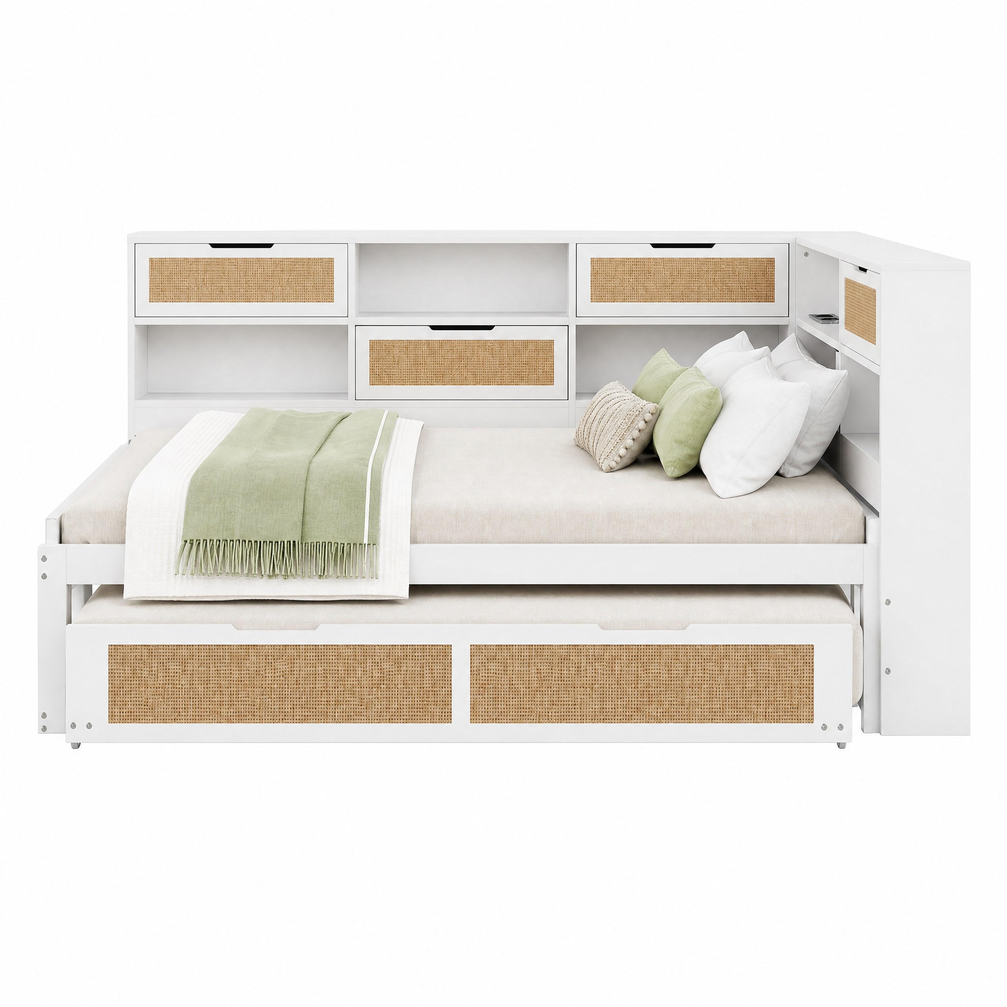 SCHLAFSOFA mit Ausziehbett 90x200 cm Holz Weiß - Weiß, Holz (90/200cm) - Meubliv