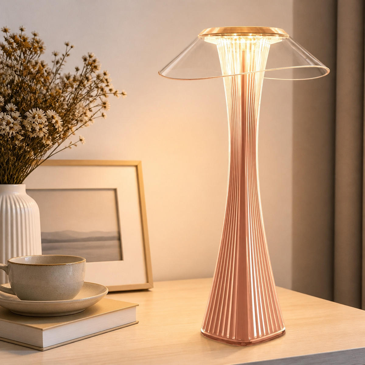 TISCHLAMPE Nerys 15.1/15.1/27.4 cm - Roségold, Kunststoff (15.1/15.1/27.4cm) - ZMH