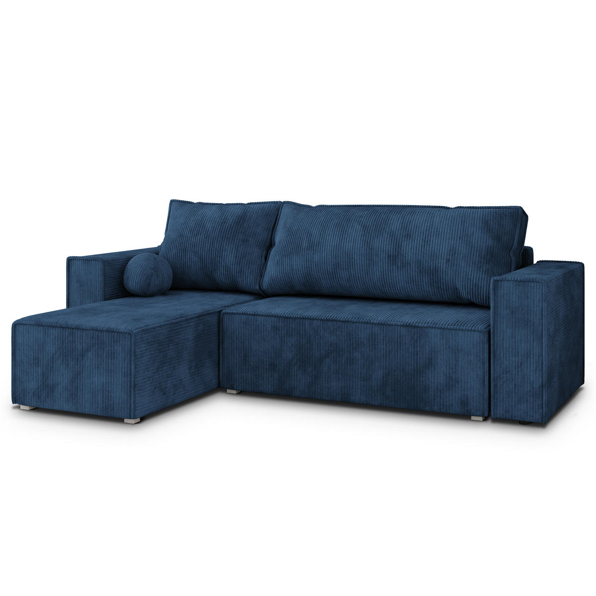 ROHOVÁ SEDAČKA RAVELO modrá - šedá/modrá, dřevo/textil (240/140cm) - MASSENO