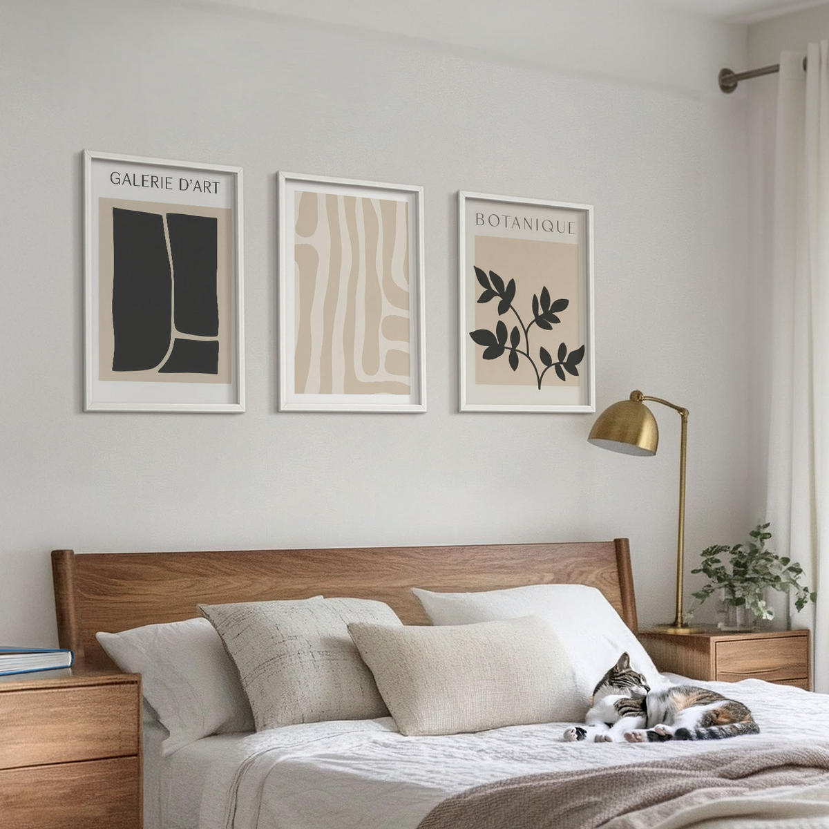 WANDBILDER 3er-Set - 40x60 cm Weißer Rahmen - Abstrakte Pflanzenformen - Weiß, Kunststoff (40/60cm) - ArtPrintCave