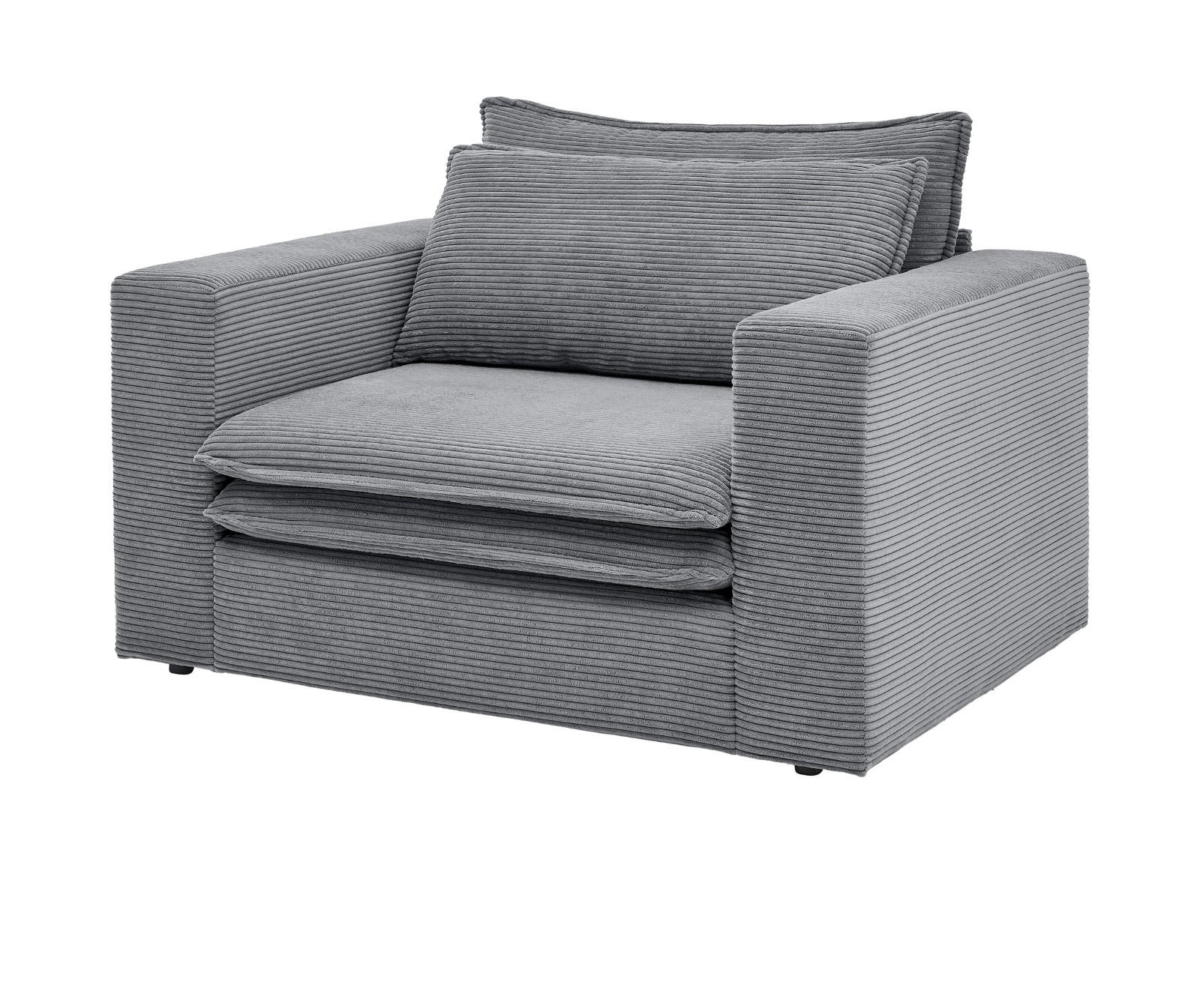 LOVESEAT grau Cord, Loungesessel 125 cm - Beige/Grau, Holz/Kunststoff (125/83/91cm) - Furn.Design