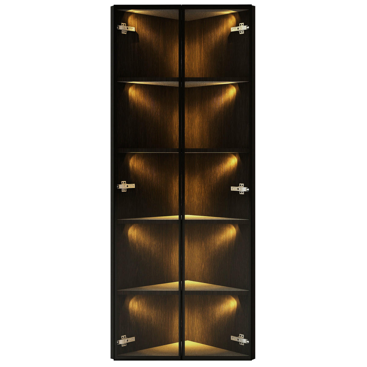 ECKVITRINE aus MDF und Sicherheitsglas 62x35x160 cm Schwarz mit LED-Beleuchtung - Schwarz, Holzwerkstoff (62/160/35cm) - IVMEU