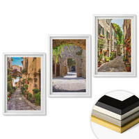 WANDBILDER 3er-Set - 40x60 cm Weißer Rahmen - Italienische Straßen, Blumen, Architektur - Weiß, Kunststoff (40/60cm) - ArtPrintCave