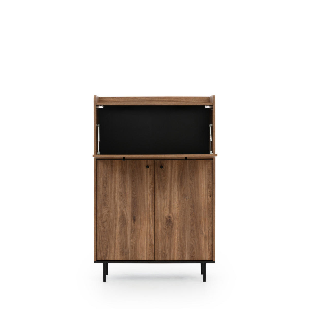 HIGHBOARD Nero KB90 90/45/140 mit Barschrank - Hellbraun/Schwarz, Holzwerkstoff/Metall (90/140/45cm) - Ravio