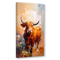 LEINWANDBILD Bulle Kuh Tiere Natur 60x120cm - Beige, Textil (60/120cm) - Feeby