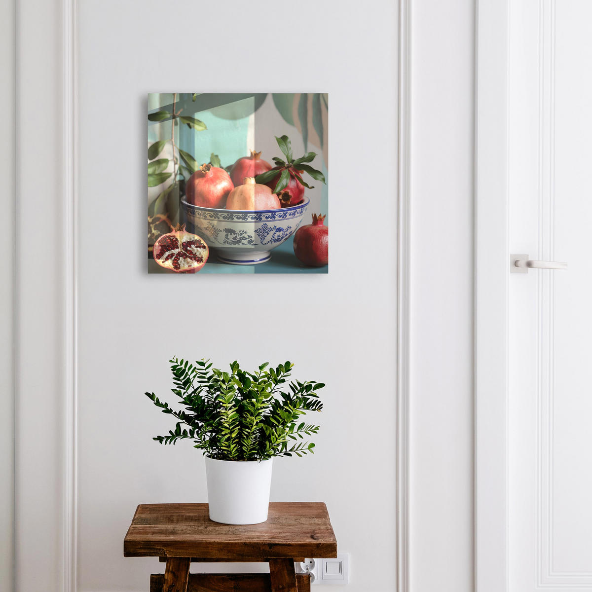 SCHLÜSSELBOX Weiß 30x30 cm – Türöffnung nach rechts - Granatapfel - Rot, Metall (30/30/5cm) - TULUP