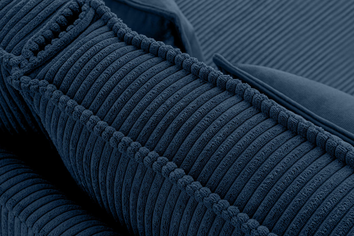 3-SITZER-SOFA GANZO 2 Kissen inklusive, Cord-Stoff, marineblau - Blau/Schwarz, Textil/Metall (193/84/92cm) - KONSIMO®