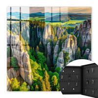 SCHLÜSSELBOX Schwarz 30x30 cm- Türöffnung nach rechts - Felsen und Wald - Grün, Metall (30/30/5cm) - TULUP