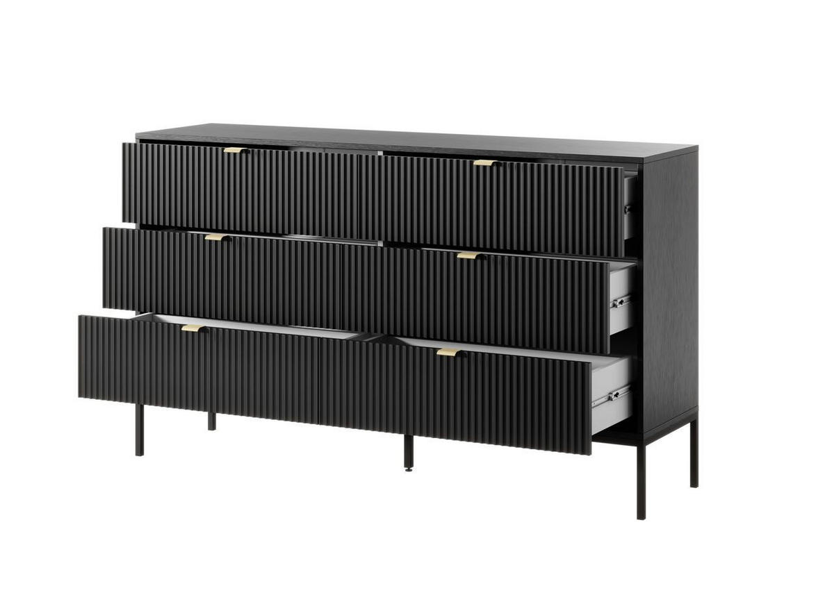 KOMMODE – NKS154 – 154 cm – NOVA – Schwarz - Schwarz, Holzwerkstoff (154/91/39cm) - hi-markt