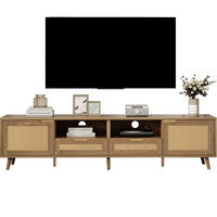 LOWBOARD 200/37/49 cm Eiche aus Holzwerkstoff mit Rattandesign - Braun, Holzwerkstoff (37/49/200cm) - OKMYHOME