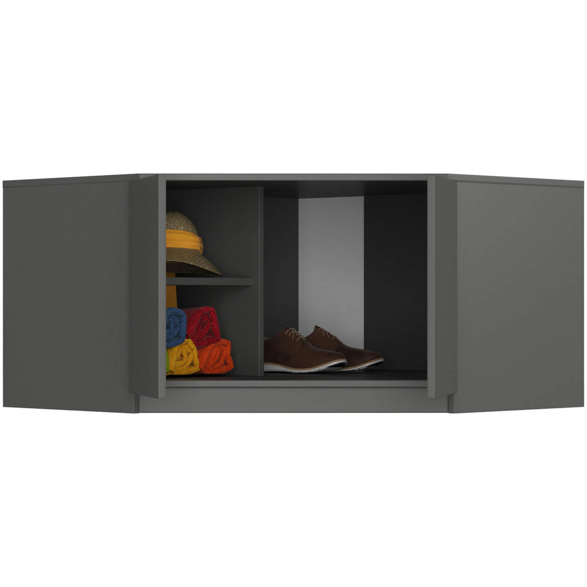 AUFSATZSCHRANK Graphitgrau 100x50x55 cm - Graphitfarben, Holzwerkstoff (100/55/50cm) - Akord