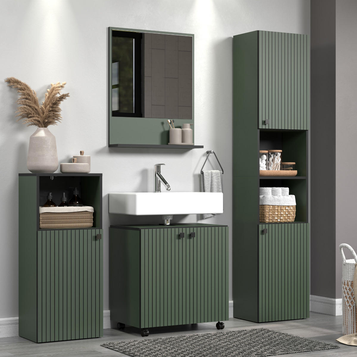 WASCHBECKENUNTERSCHRANK PureBliss Grün - Grün, Holzwerkstoff (60/64/42cm) - Trendteam