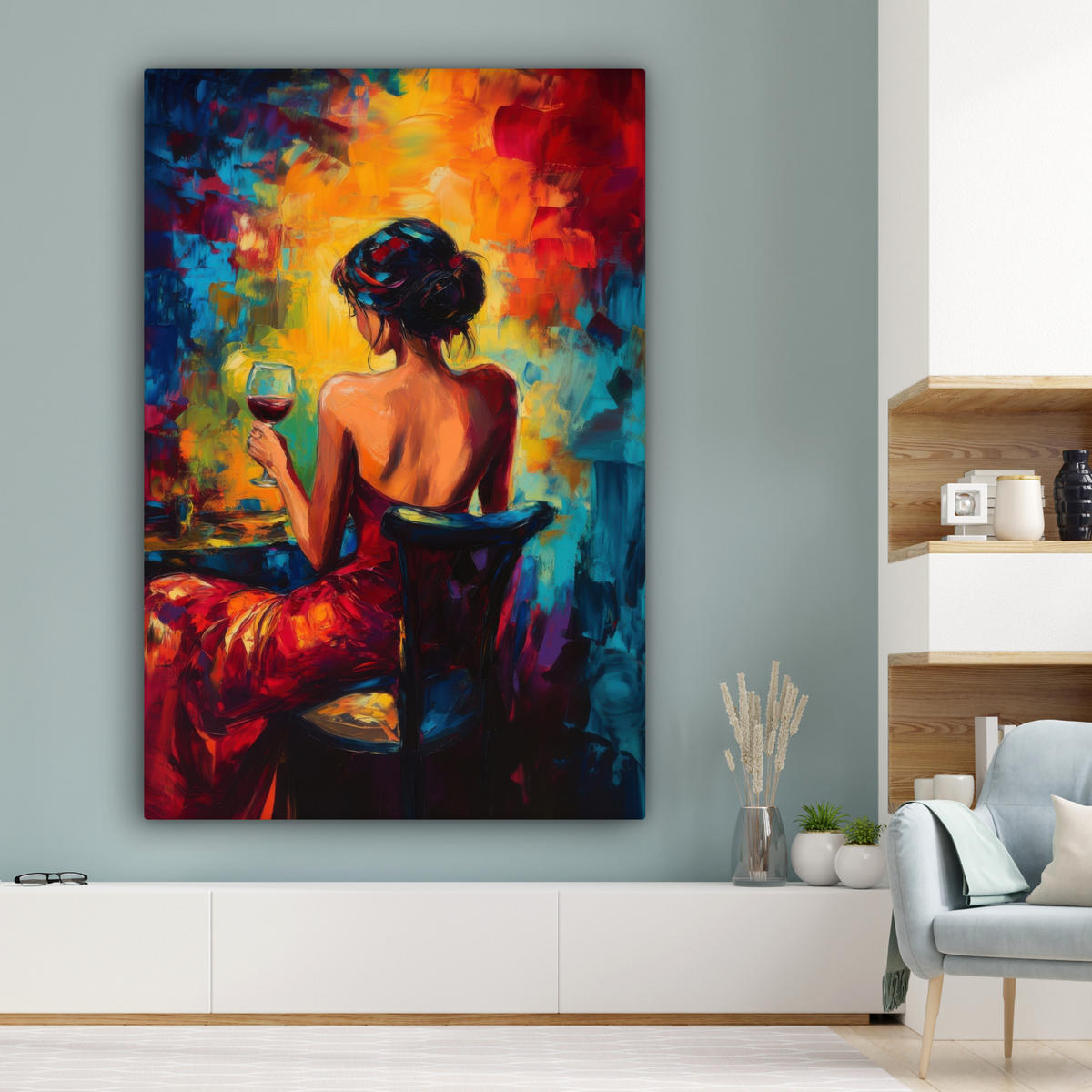 SLIKA NA PLATNU Vino 90x140 cm - bordo, tekstil (90/140cm) - MuchoWow