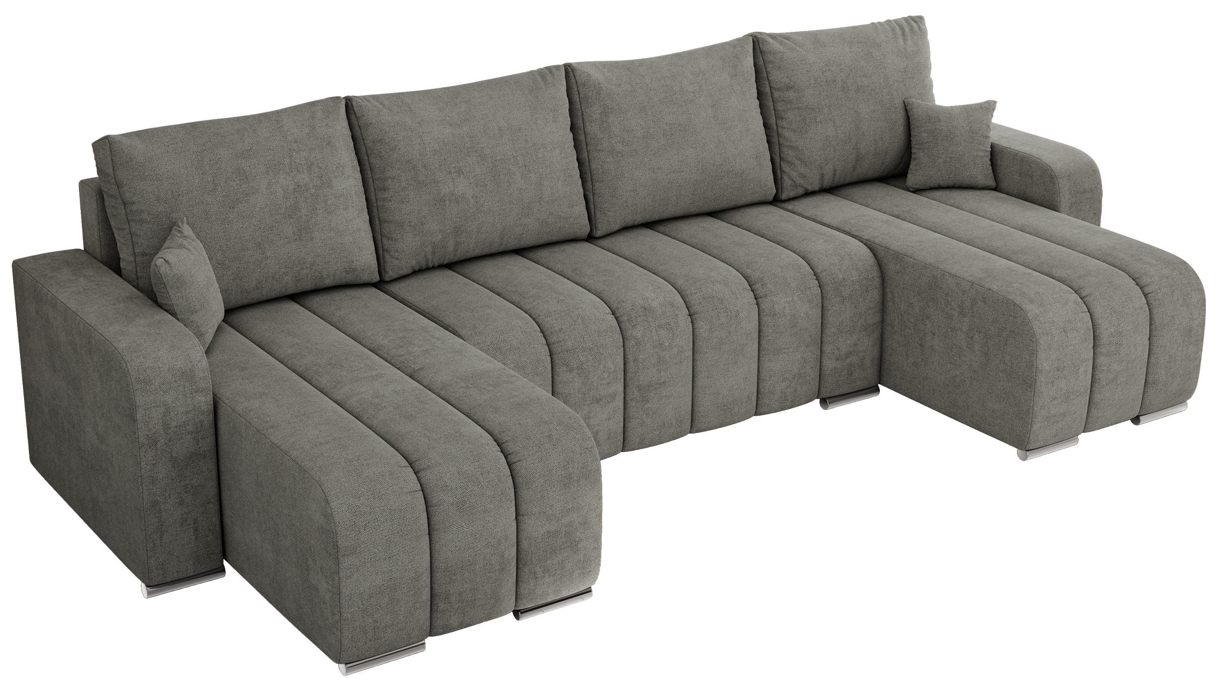 WOHNLANDSCHAFT KIRASSO U Grau Struktur - Grau, Textil/Metall (320/86/147cm) - MKS