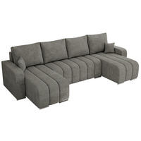 WOHNLANDSCHAFT KIRASSO U Grau Struktur - Grau, Textil/Metall (320/86/147cm) - MKS
