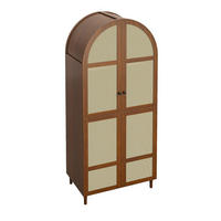 GARDEROBENSCHRANK DE-37614 80/50/179 cm mit Rattan-Türen Walnuss - Walnussfarben, Holzwerkstoff (80/179/50cm) - ComfortXL