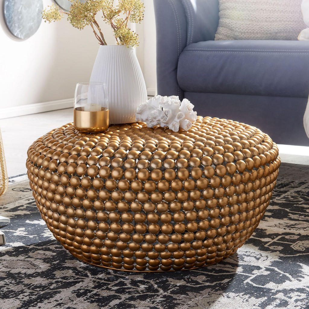 Thumbnail - Kadima Design Beistelltisch, Gold, Metall, Rund,Rund, 60x30x60 cm, Wohnzimmer, Wohnzimmertische, Couchtische