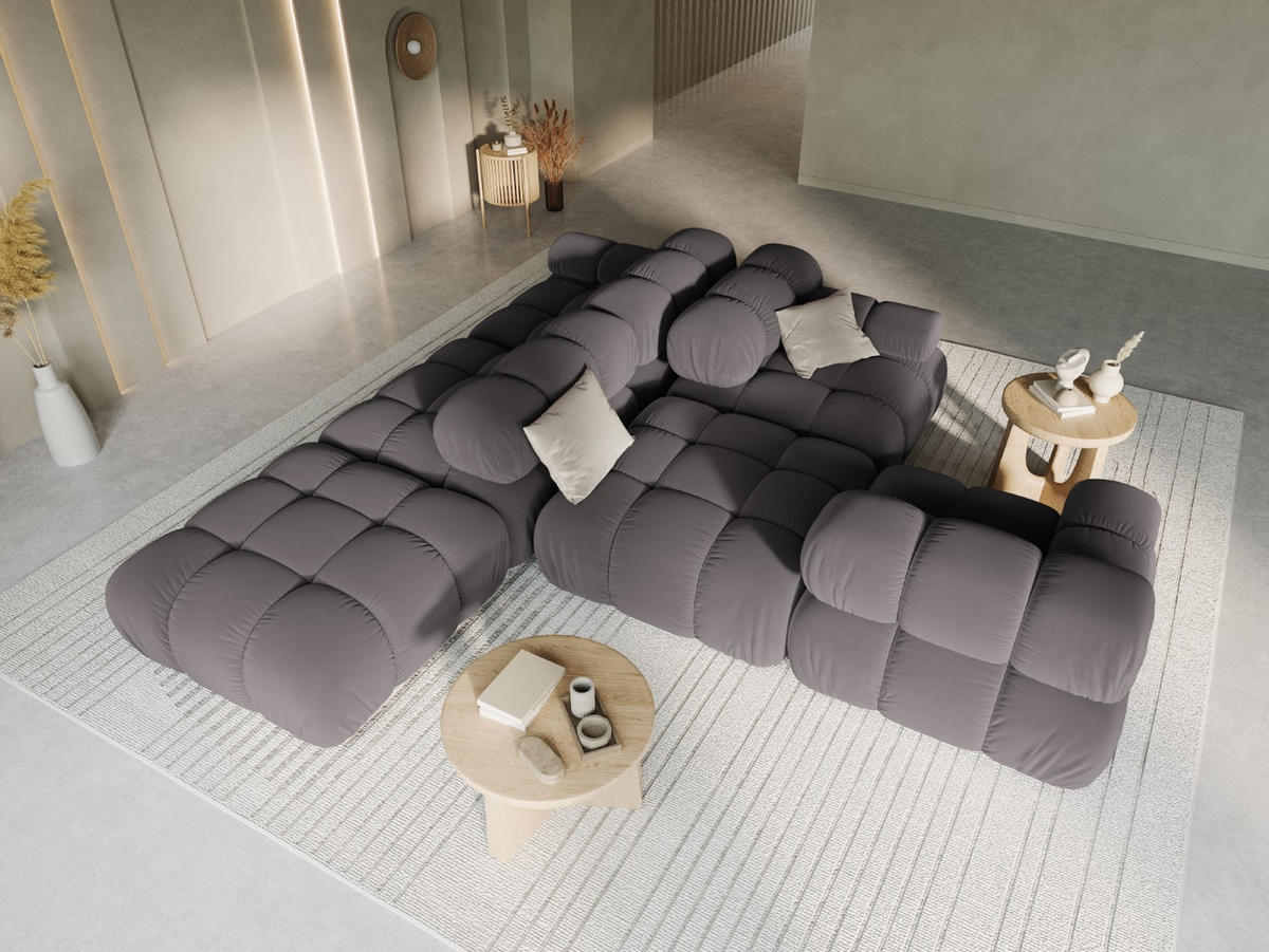 MODULARES-SOFA rechts Bellis aus Samt dunkelgrau 4 Sitzplätze - Dunkelgrau, Textil (94/63/282cm) - Micadoni