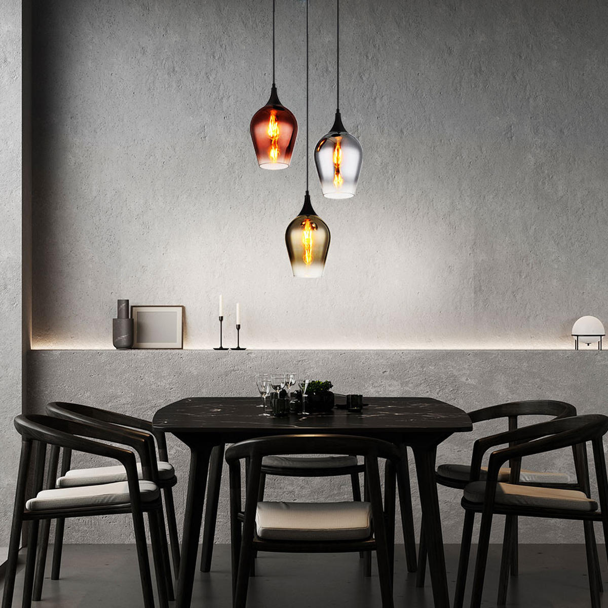 LED HÄNGELEUCHTE Metall Bunt 3-Flammig - Multicolor, Glas (45/45/120cm) - Globo Lighting