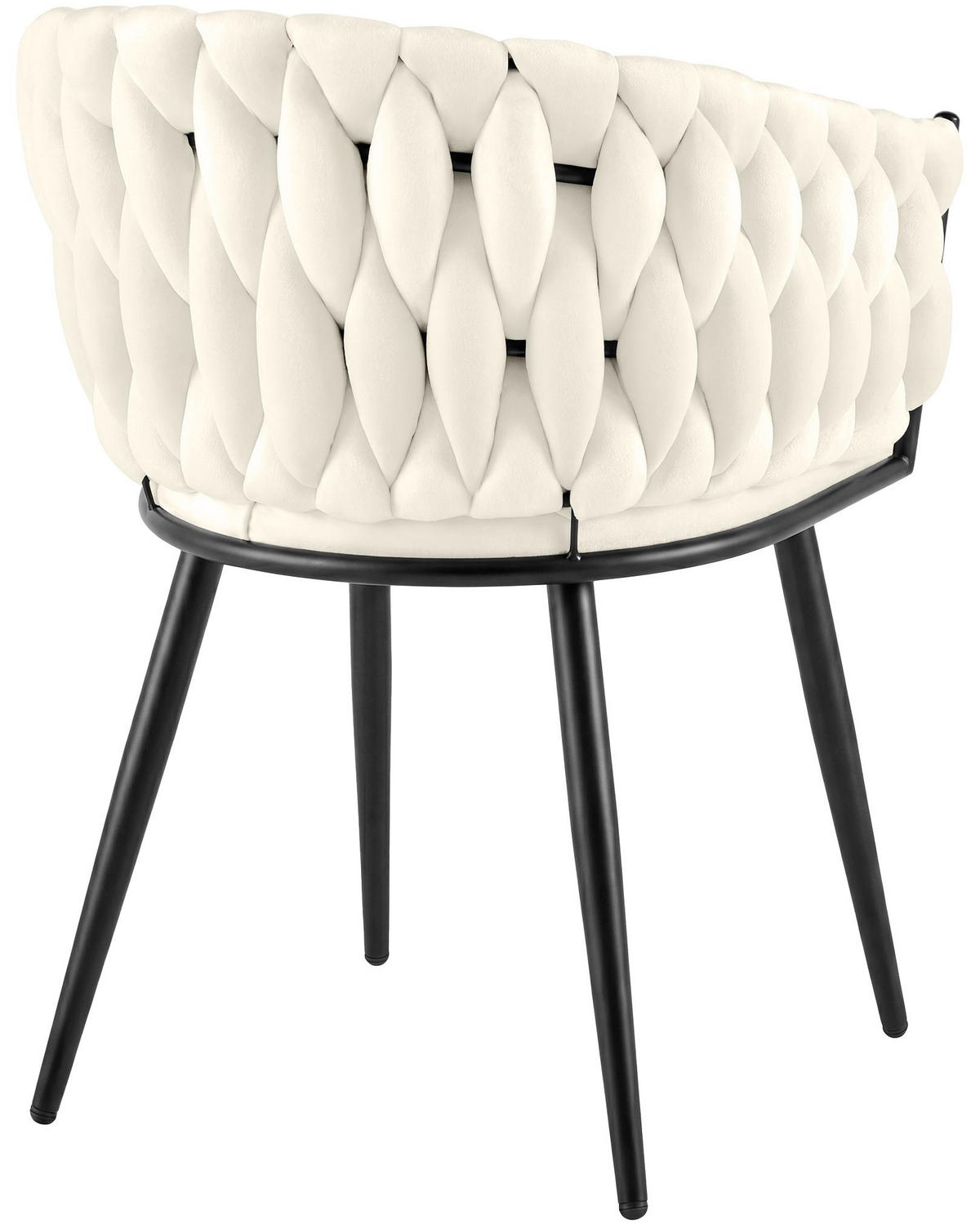 ARMLEHNENSTUHL Samt Creme - Creme/Schwarz, Textil/Metall (58/80/57cm) - CLP
