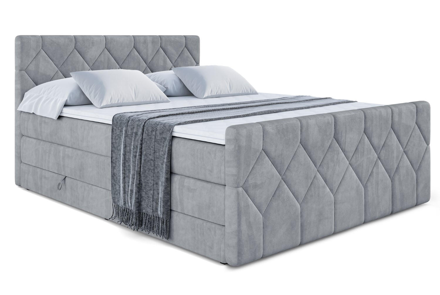 BOXSPRINGBETT CATOR-Z KING - 200x200 - H3/H4 - Grau - Grau, Holzwerkstoff (200/200cm) - ALTDECOR